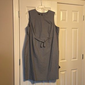 Talbots 24W Navy Blue and White Dress